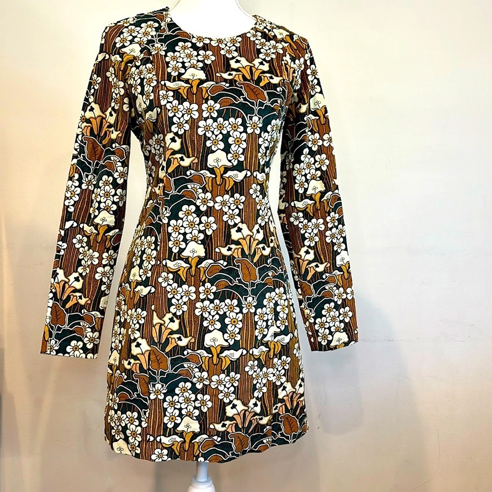 Women's Zara Trafaluc Floral Corduroy Long Sleeve Mini Dress Size M